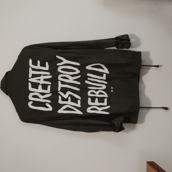 Glamour Kills | Olive Green "Create Destroy Rebuild" Punk Jacket | XS - Picture 3 of 6